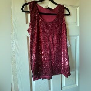 NWT DKNY burgundy sequins top